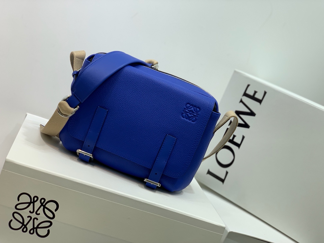 Loewe XS Military Messenger Bag in Soft Grained Calfskin Blue